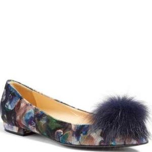 Eugenia Kim “beau” Genuine Fox Fur Pom Ballet Flat